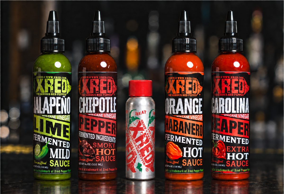 The Xred 5 Star Bundle - XPP + All 4 Hot Sauces Save with subscription!